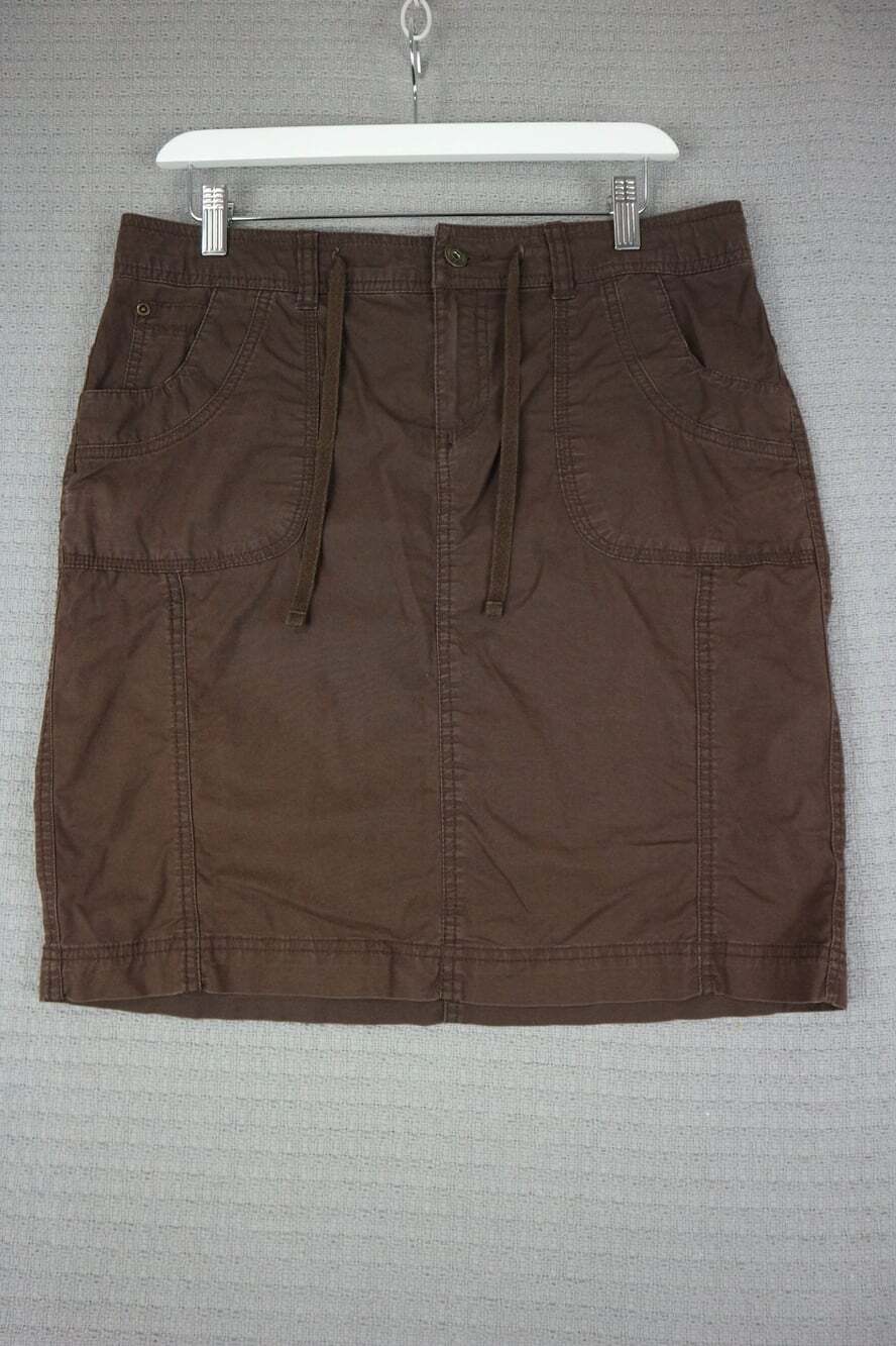 Cleo Brown Utility Skirt Drawstring Casual Pockets Size 6